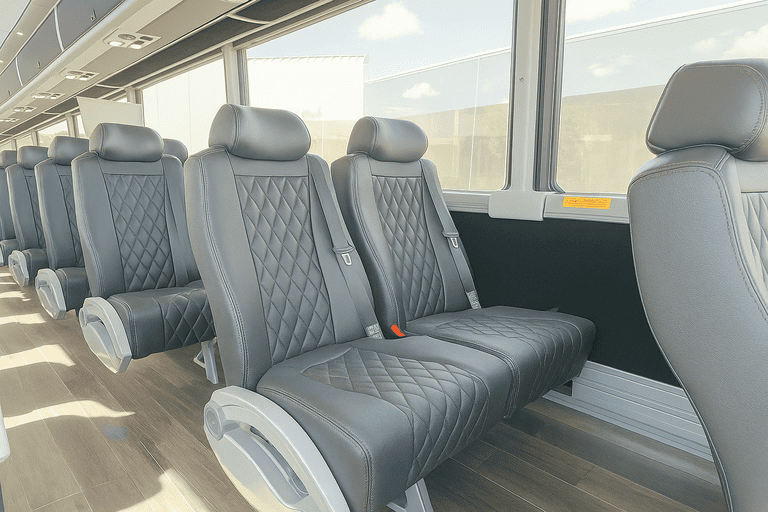 interior of Thousand Oaks Coach Bus Service charter bus